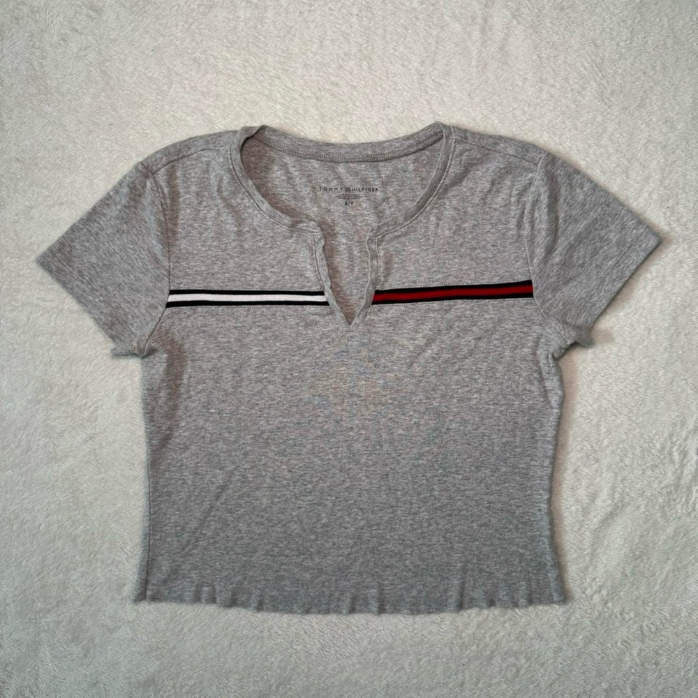 Basic Preppy Gray Cropped Baby Tee by Tommy Hilfiger